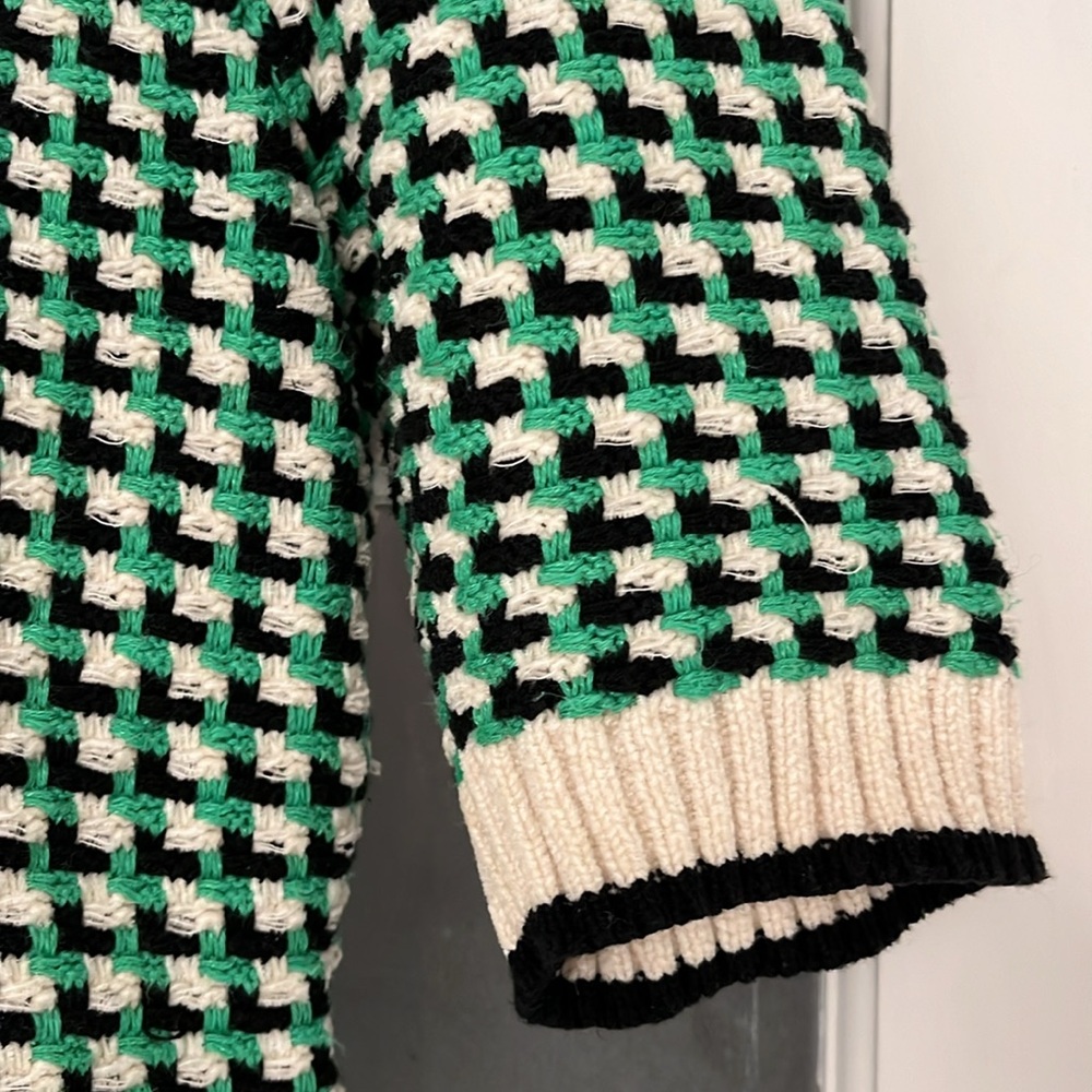 Maje Black and Green Checkered Short Sleeve Top - Picture 6 of 12